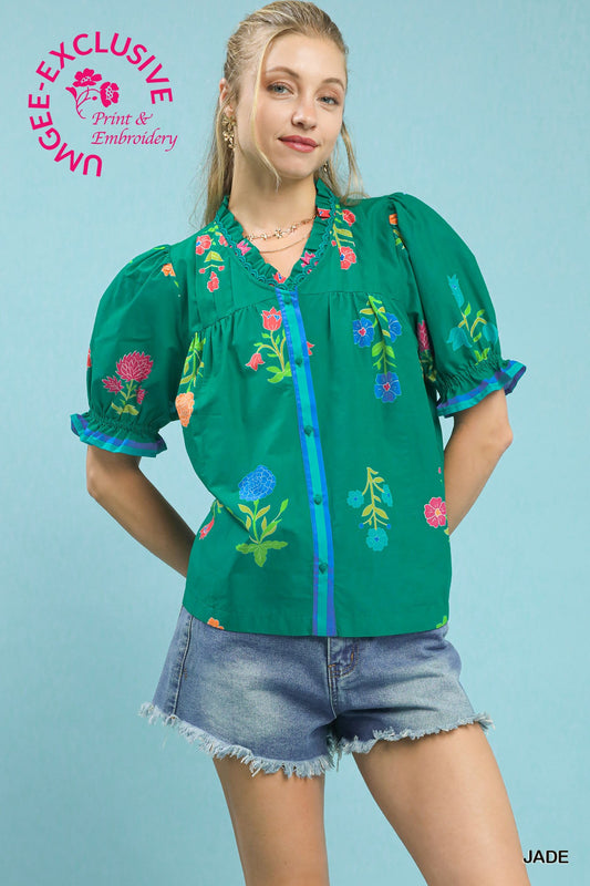 Jade Petal Parade Blouse