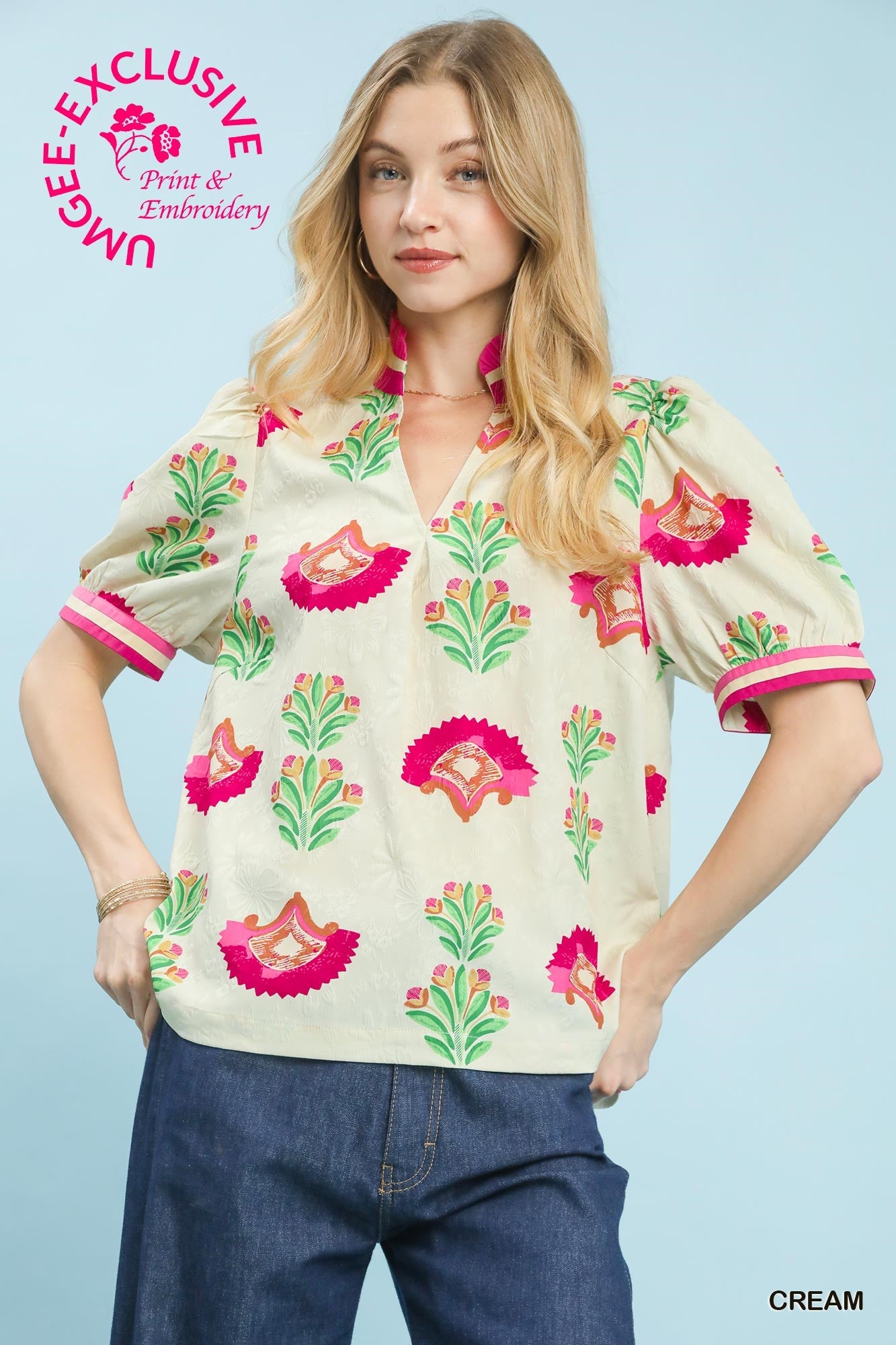 Sarah Cream Floral Blouse