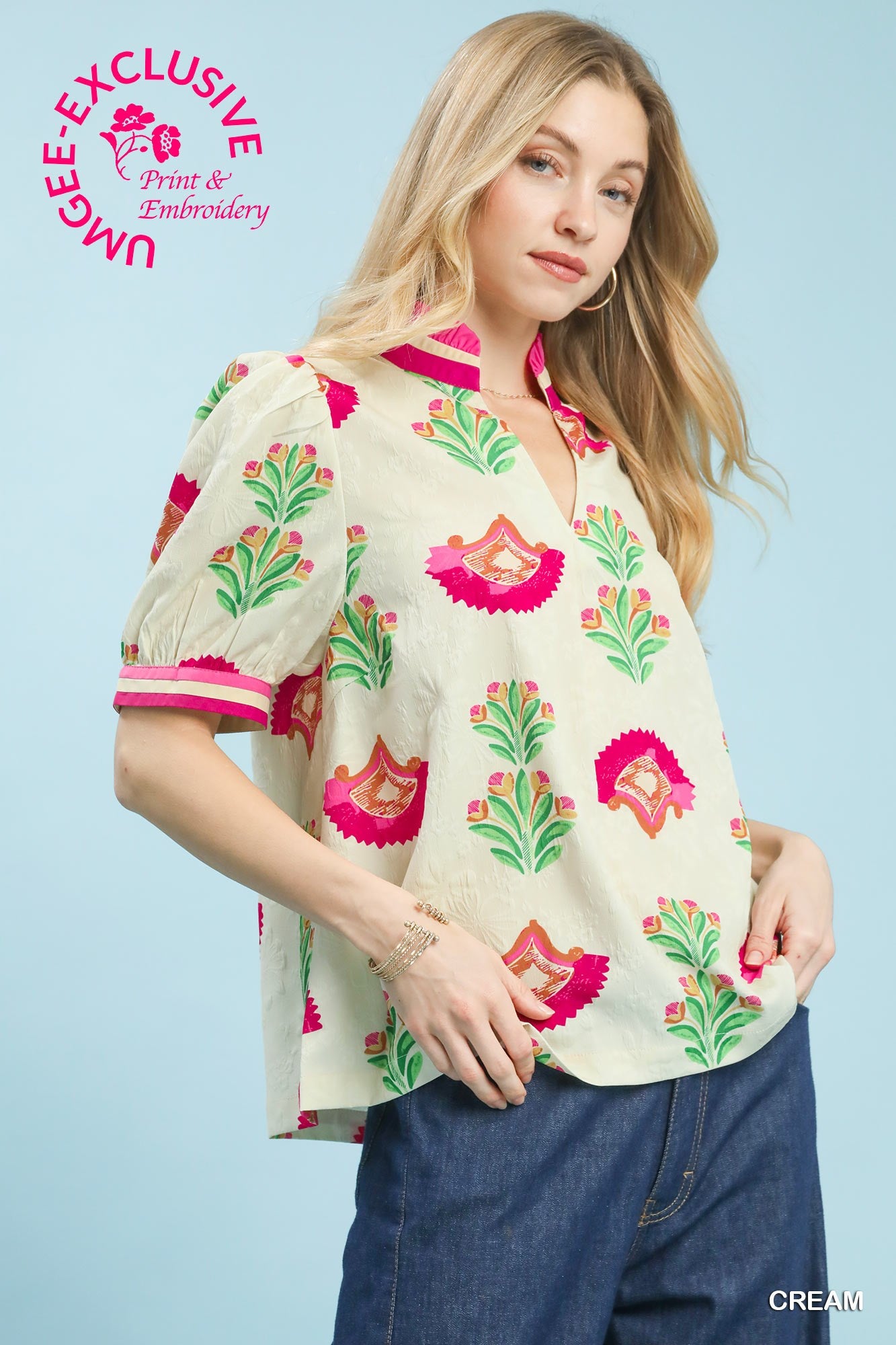 Sarah Cream Floral Blouse