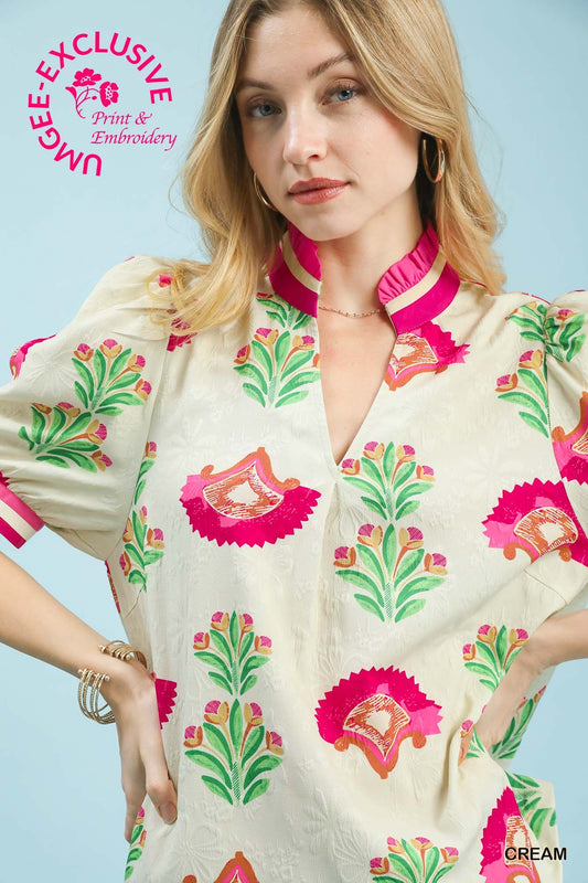 Sarah Cream Floral Blouse