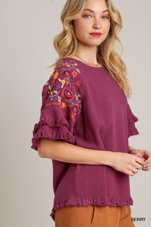 Berry Rita Embroidered Top