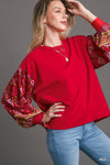 Red French Terry Top