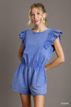 Uptown French Terry Romper - Ocean Blue