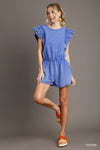 Uptown French Terry Romper - Ocean Blue