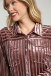 Dark Mauve Velvet Striped Top