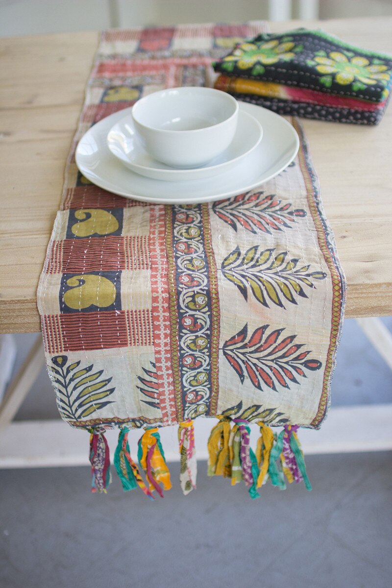 Boho Kantha Table Runner