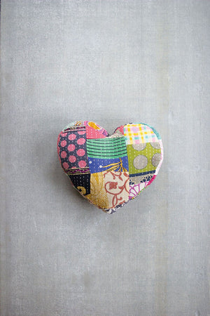 Heart Shaped Kantha Pillow