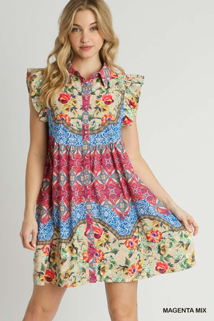 Gypsy Rosa Floral Dress - Magenta