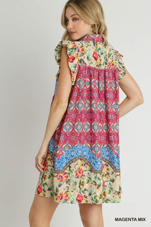 Gypsy Rosa Floral Dress - Magenta