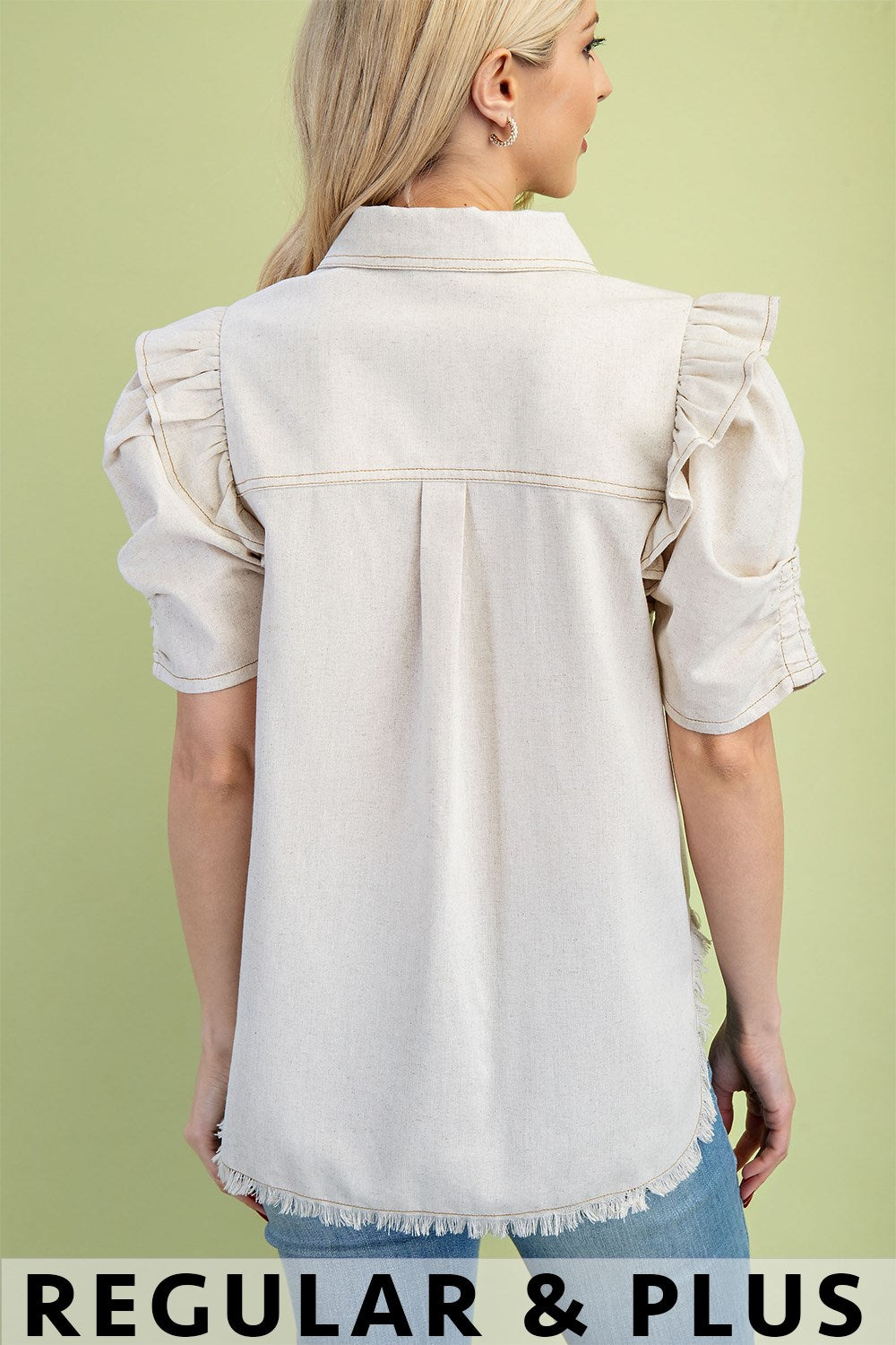 Howdy Linen Frayed Top Oatmeal