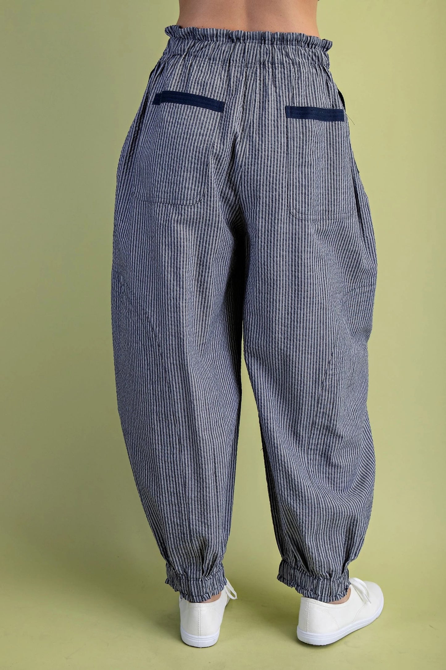 Navy Striped Parachute Pants