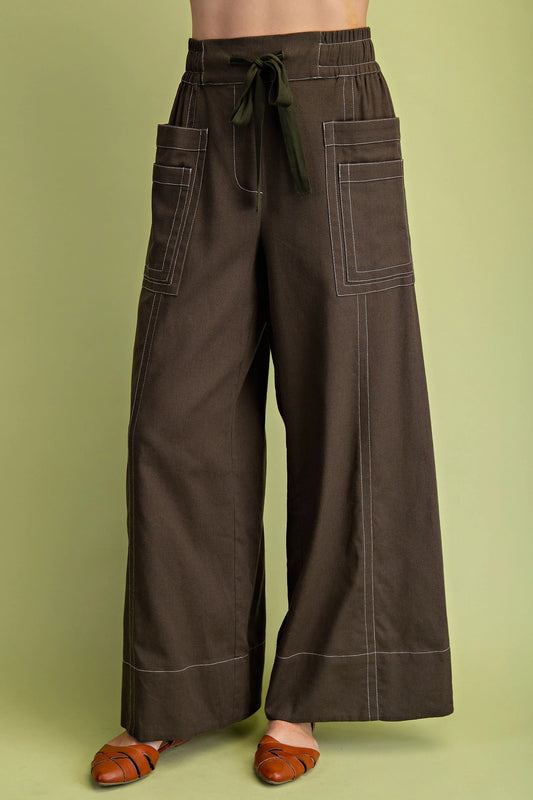 LeeAnn Linen Pants Stone Olive