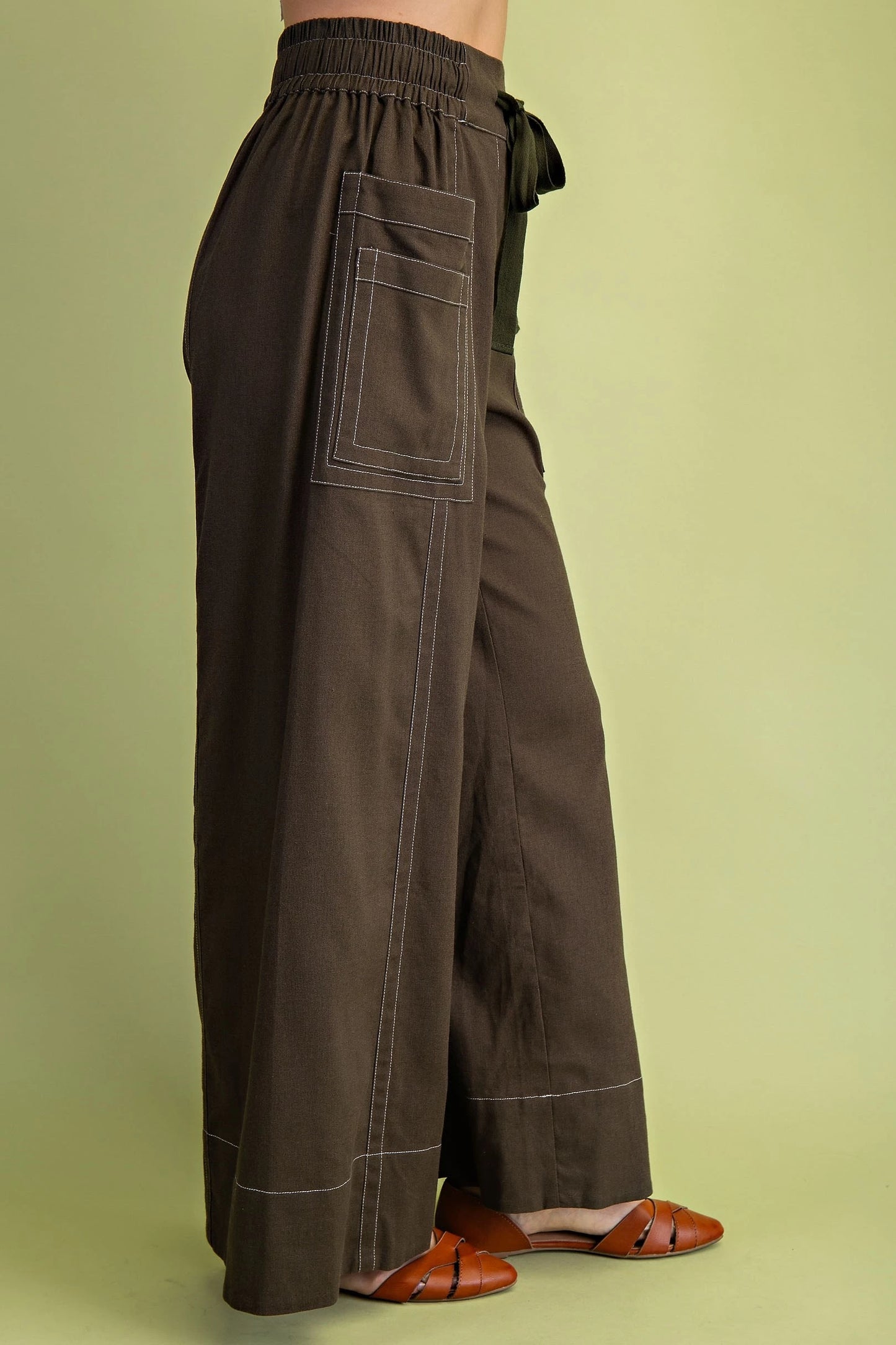 LeeAnn Linen Pants Stone Olive