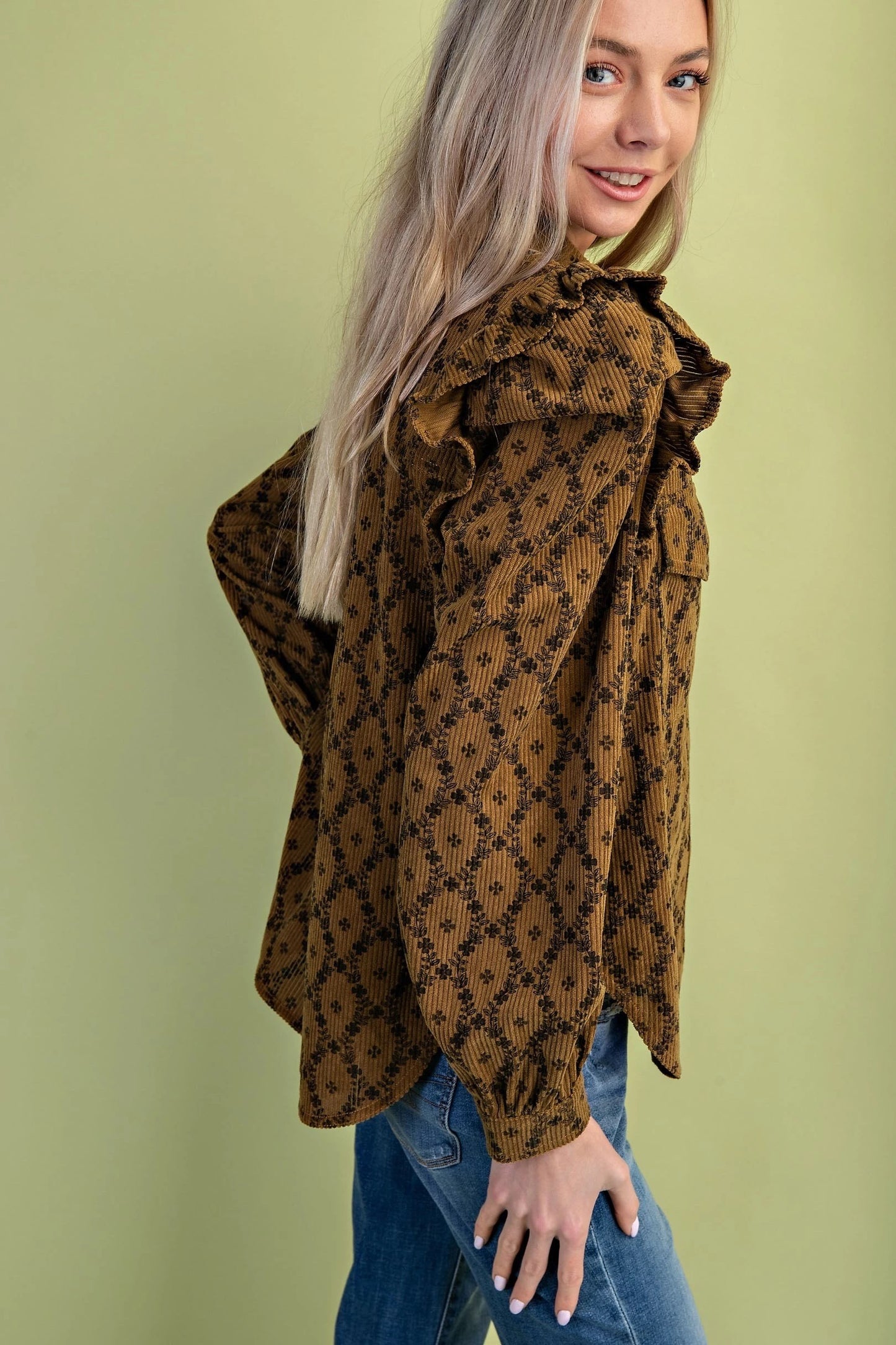 Lara Corduroy Button Down Mustard