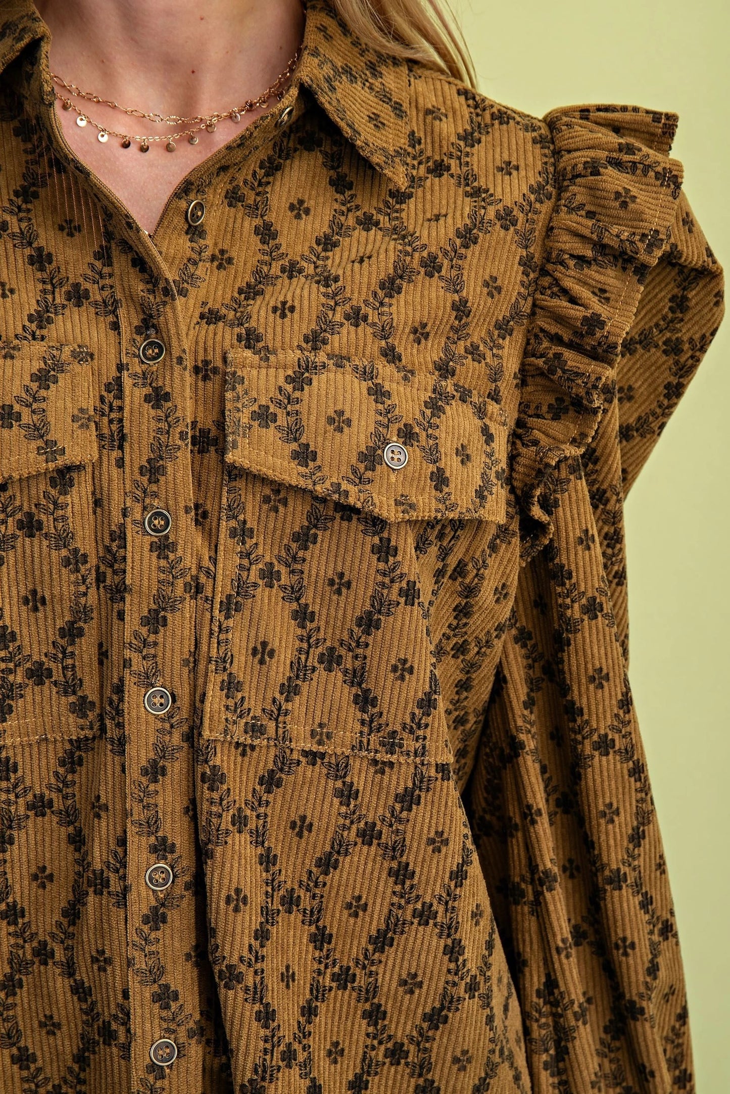 Lara Corduroy Button Down Mustard