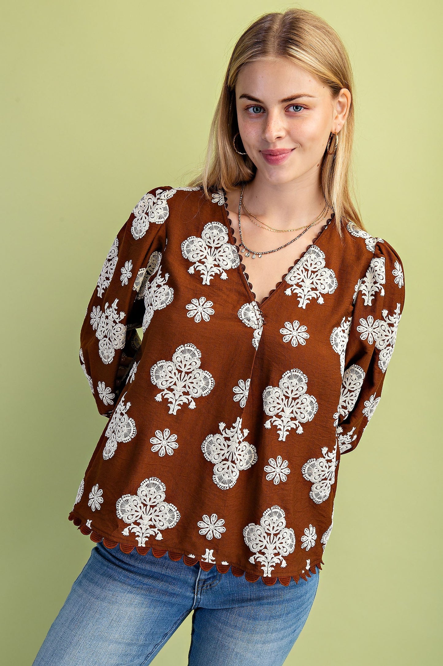 Polly Ann Blouse Walnut Mix