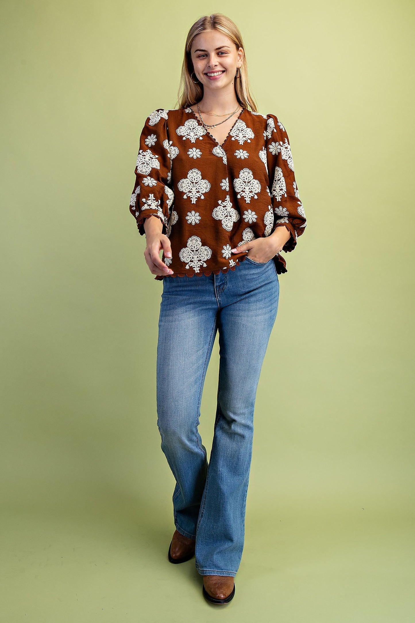 Polly Ann Blouse Walnut Mix