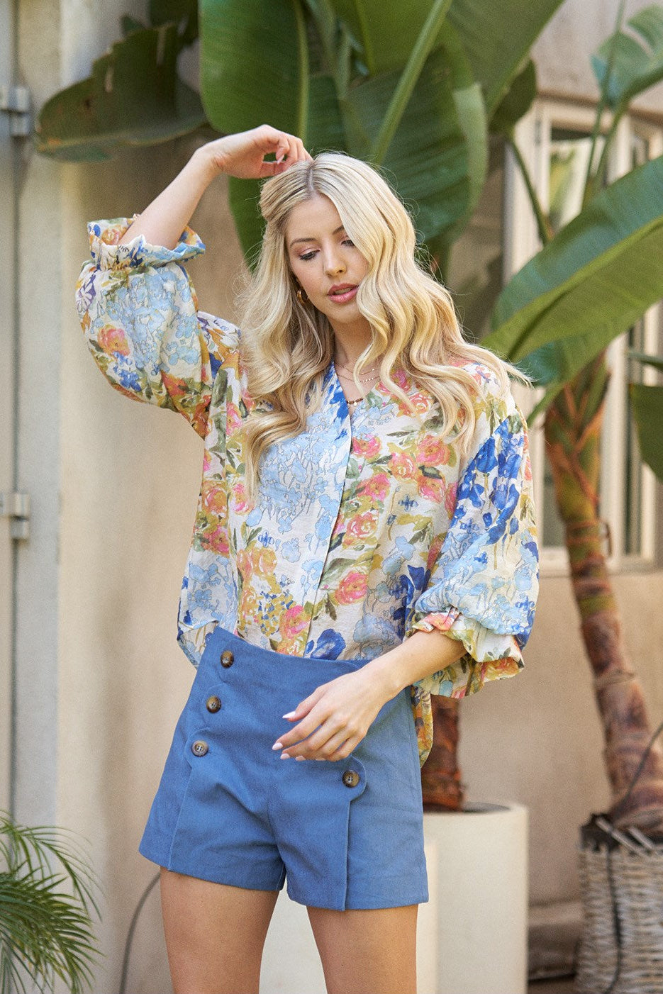 Blue Mix Floral Blouse