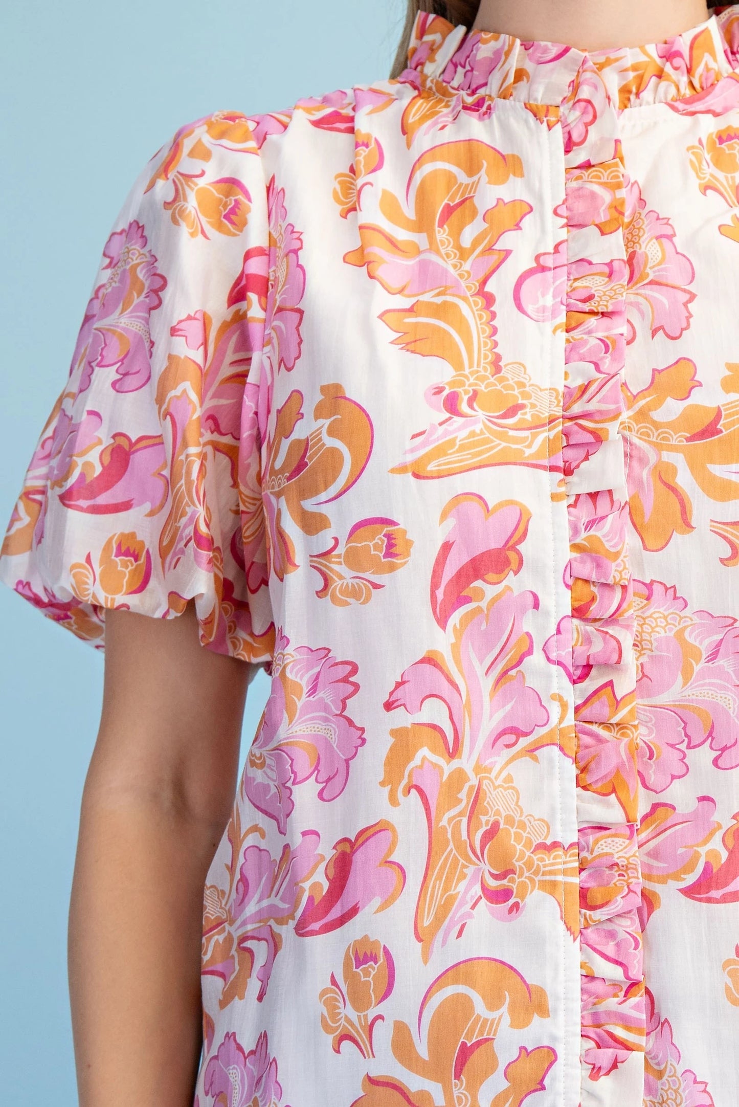 Sandra Diane Ruffle Blouse Pink Mix