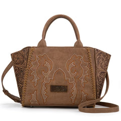 Wrangler Embroidered Trapezoid Concealed Carry Tote/Crossbody Khaki