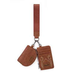 Wrangler Embroidered Dual Pouch Wristlet - Brown