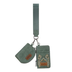 Wrangler Embroidered Dual Pouch Wristlet - Green