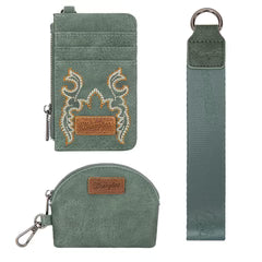 Wrangler Embroidered Dual Pouch Wristlet - Green