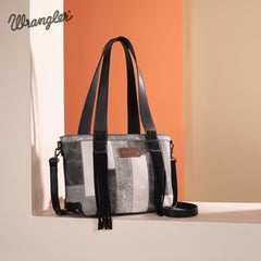 Wrangler Denim Patchwork Tote/Crossbody- Black