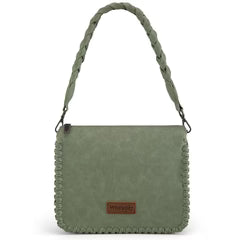 Wrangler Whipstitch Braided Strap Hobo/Crossbody Green