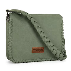 Wrangler Whipstitch Braided Strap Hobo/Crossbody Green