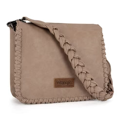 Wrangler Whipstitch Braided Strap Hobo/Crossbody Khaki