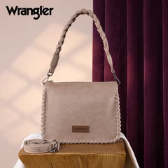 Wrangler Whipstitch Braided Strap Hobo/Crossbody Khaki