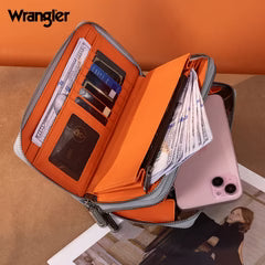 Wrangler Dual Zipper Compartment Large Wallet -Jean