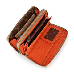 Wrangler Dual Zipper Compartment Large Wallet -Tan