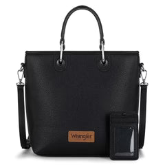 Wrangler Top Handle Tote w/Detachable Card Holder -Black