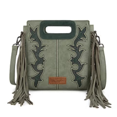 Wrangler Boot Scroll Fringe Tote/Crossbody -Green