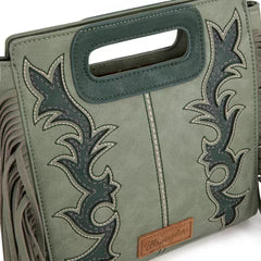Wrangler Boot Scroll Fringe Tote/Crossbody -Green
