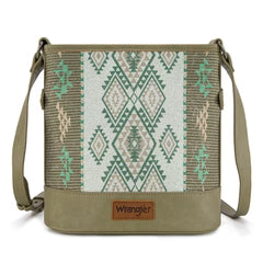 Wrangler Aztec Distressed Print  Concealed Carry Crossbody Green