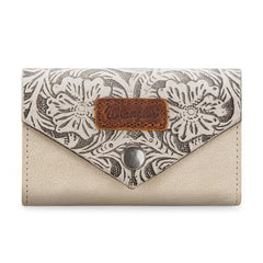 Wrangler Floral Tooled Card Holder - Biege