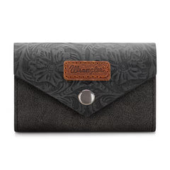 Wrangler Floral Tooled Card Holder - Black