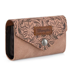 Wrangler Floral Tooled Card Holder - Dark Pink