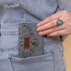 Wrangler Floral Tooled Card Holder - Jean