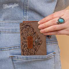Wrangler Floral Tooled Card Holder - Khaki