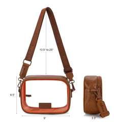 Wrangler Clear Crossbody Bag/Stadium Bag -Brown