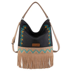 Wrangler Aztec Hobo Fringe Bag Black