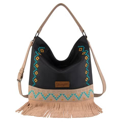 Wrangler Aztec Hobo Fringe Bag Black