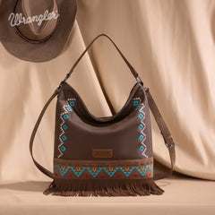 Wrangler Aztec Hobo Fringe Bag Brown