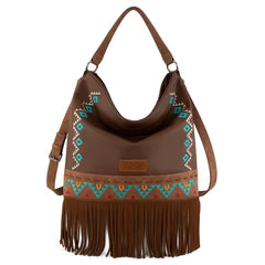 Wrangler Aztec Hobo Fringe Bag Brown