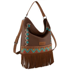 Wrangler Aztec Hobo Fringe Bag Brown