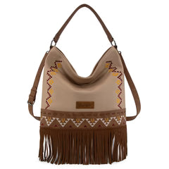 Wrangler Aztec Hobo Fringe Bag Tan